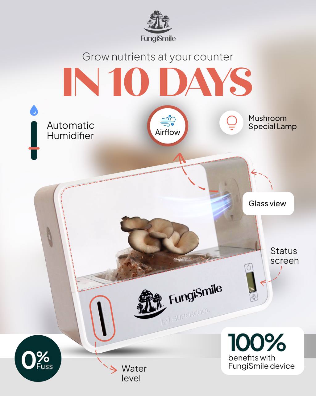 Elevate your indoor growing game with our cutting-edge mushroom cultivation device engineered for optimal climate control and superior yields.